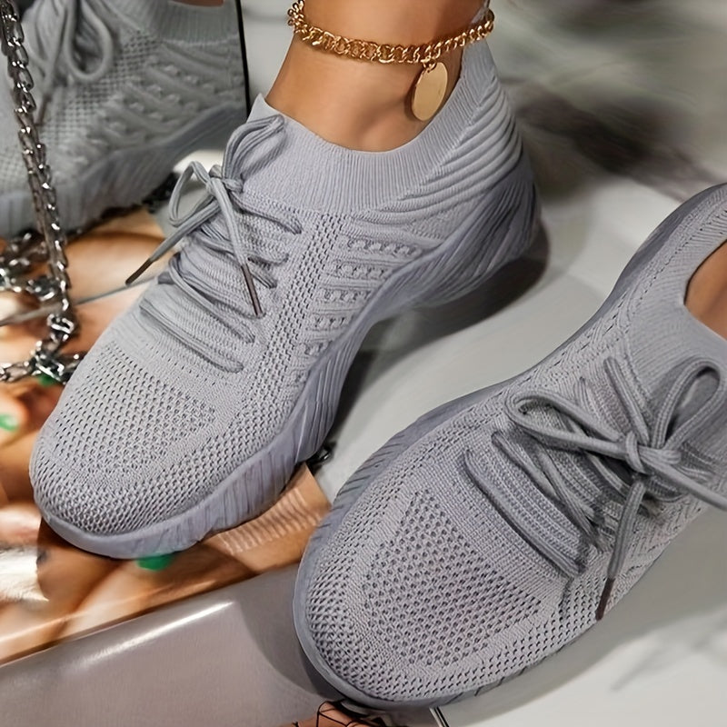 Women's Leisure Knit Lace Up Low Top Sport Sneakers CD424
