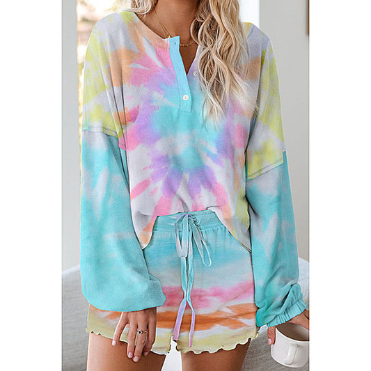 Tie Dyed Printed Shorts Set Home Suit for Women CD598