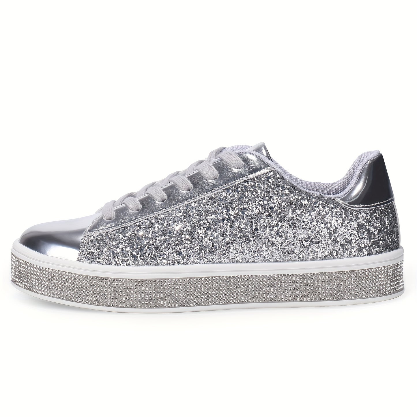 Women's Glitter Sequins Comfy Low Top Sneakers CD410