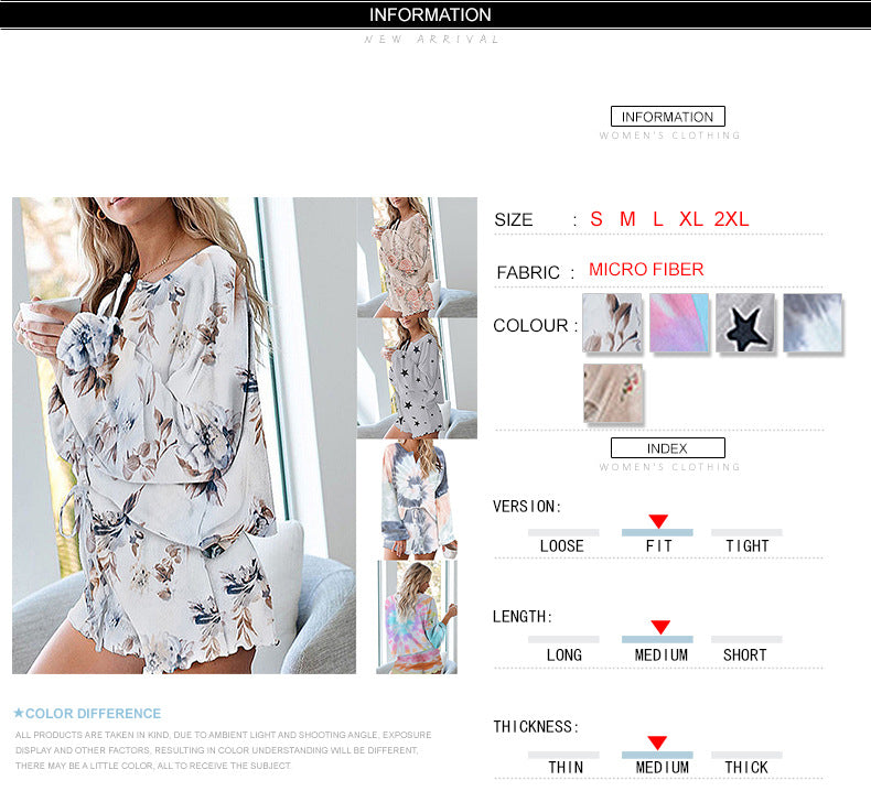 Tie Dyed Printed Shorts Set Home Suit for Women CD598
