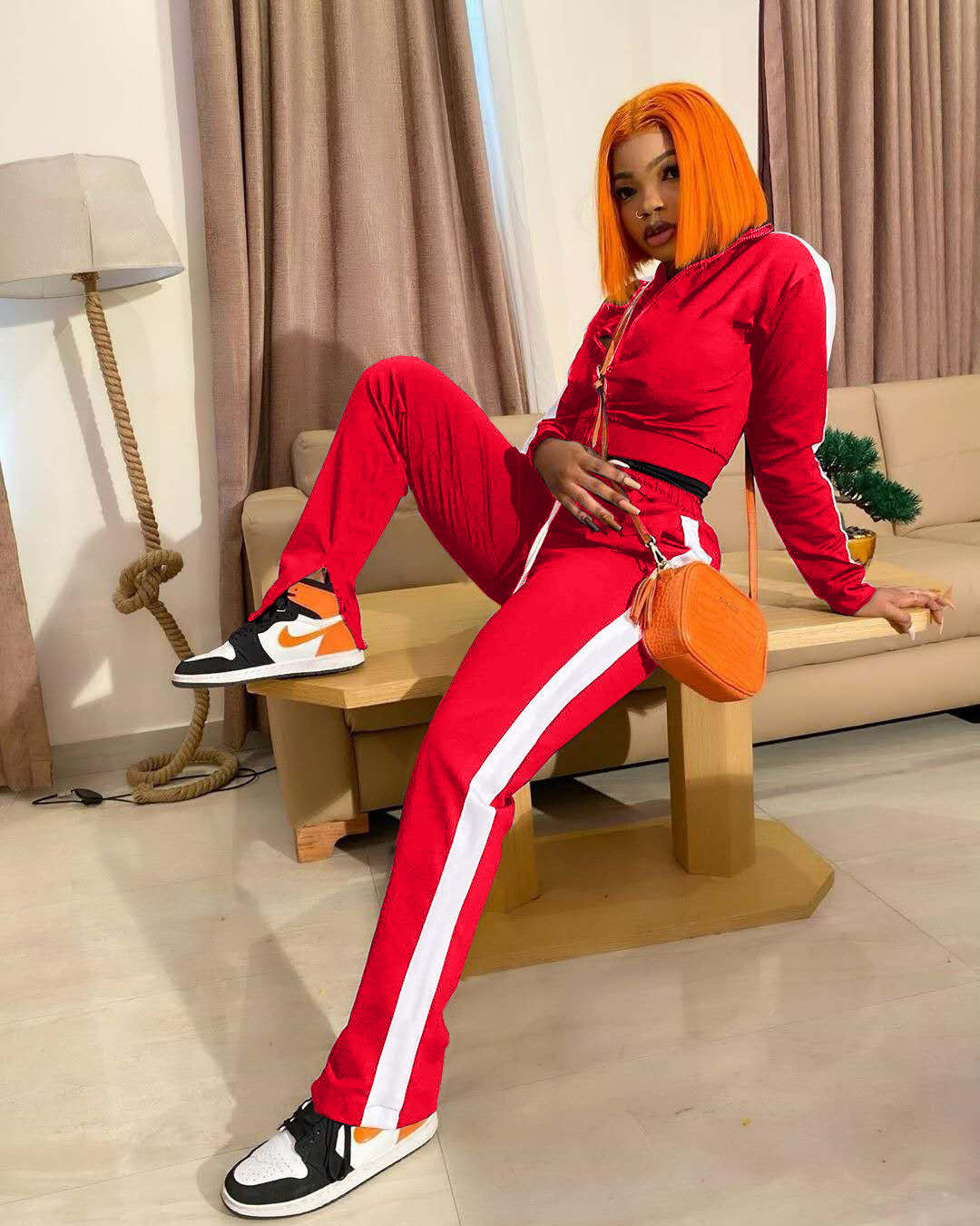 Long Sleeve Zipper Sports Knitted Top & Pant Sets