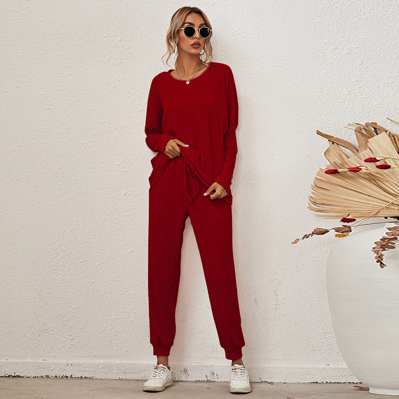 Solid Loose Fitting Casual Suit Home Pajamas Set CD601