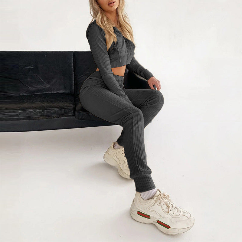 Hooded Long Sleeve Slim Fit Sports Set CD621