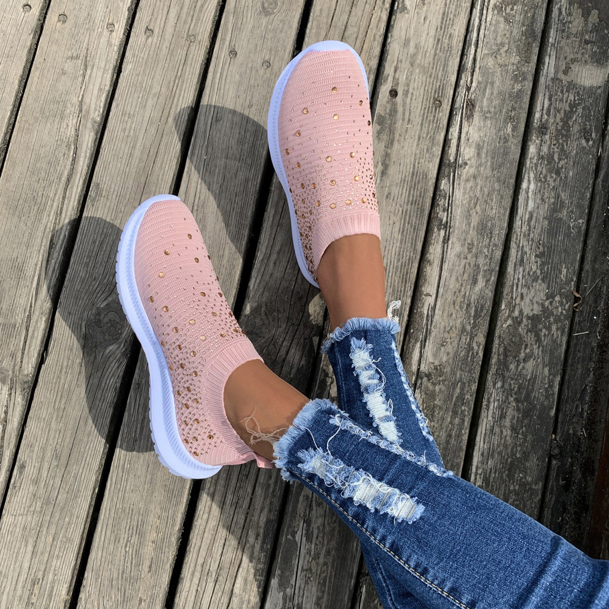 Women's Colorblock Mesh Platform Breathable Sneakers CD418
