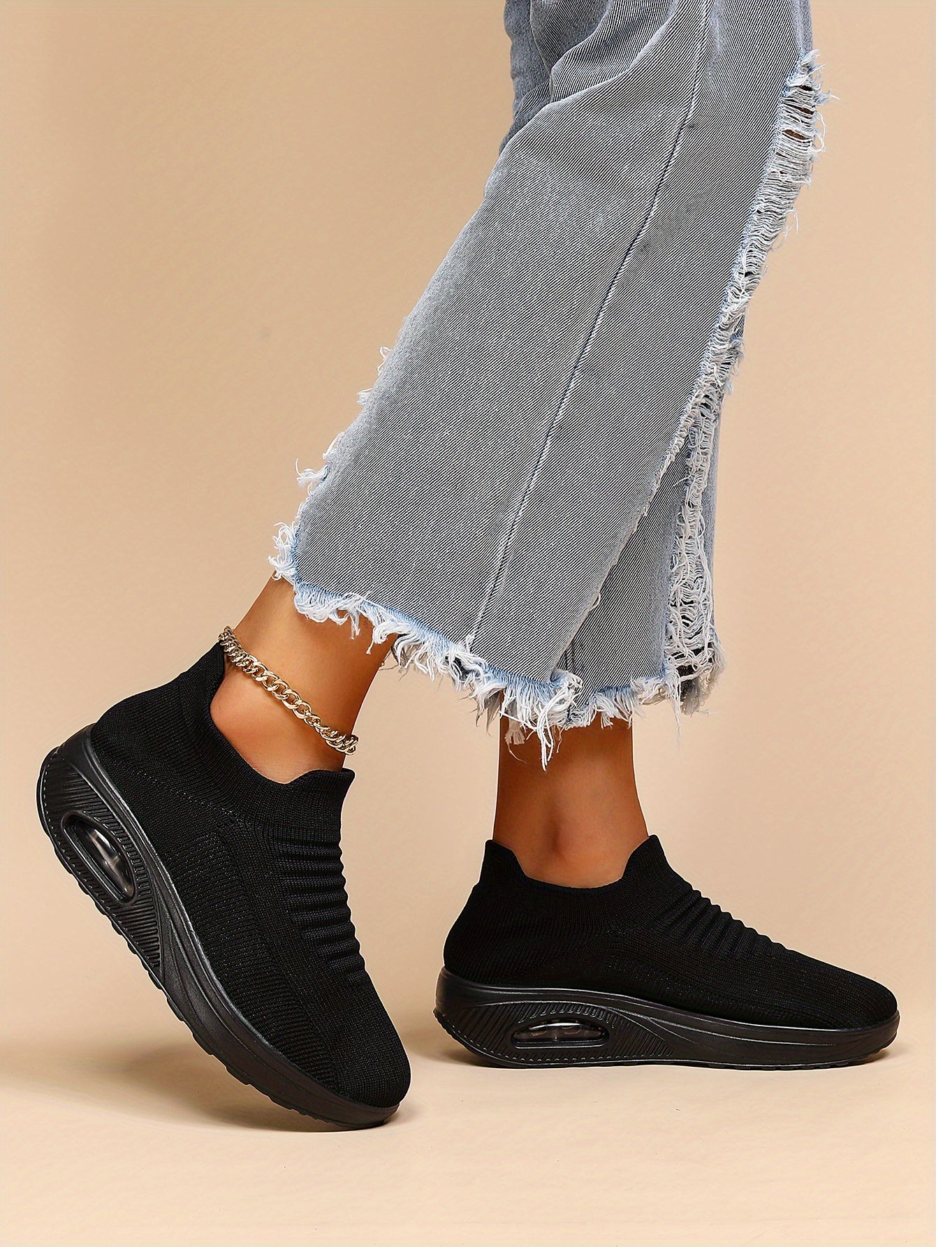 Women's Air Cushion Breathable Low Top Slip On Sneakers CD414