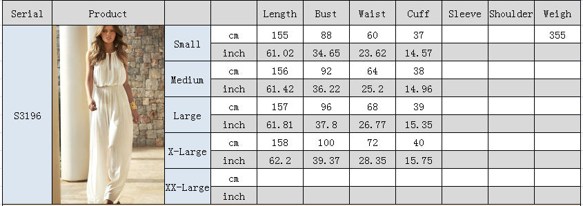White Loose-fitting High-waist Conjoined Trousers in Summer CD645