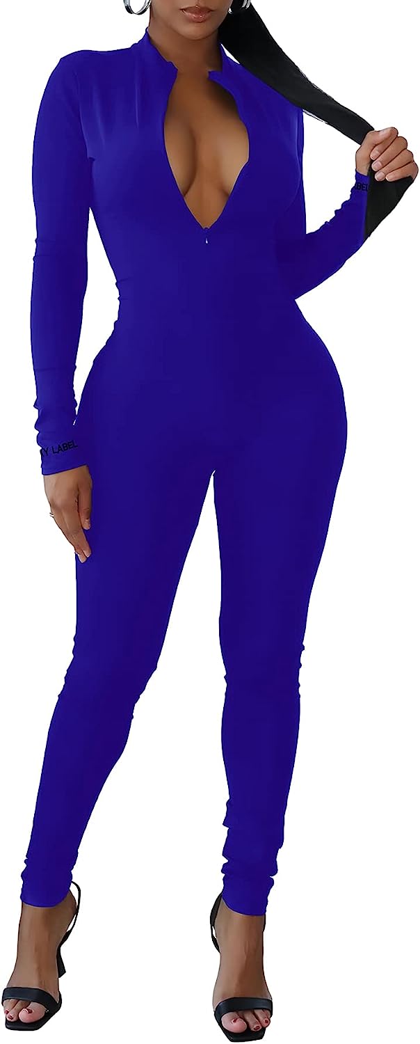 Women's Sexy Bodycon Jumpsuit Zipper One Piece Romper CD481