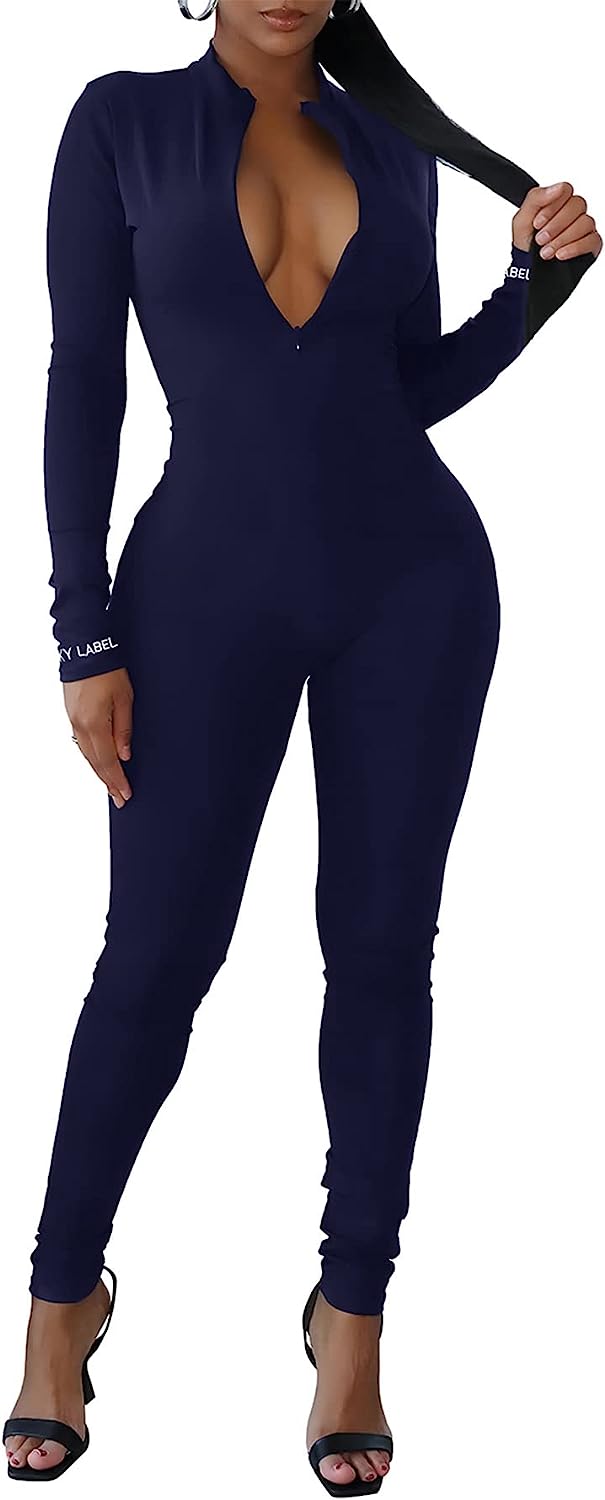 Women's Sexy Bodycon Jumpsuit Zipper One Piece Romper CD481