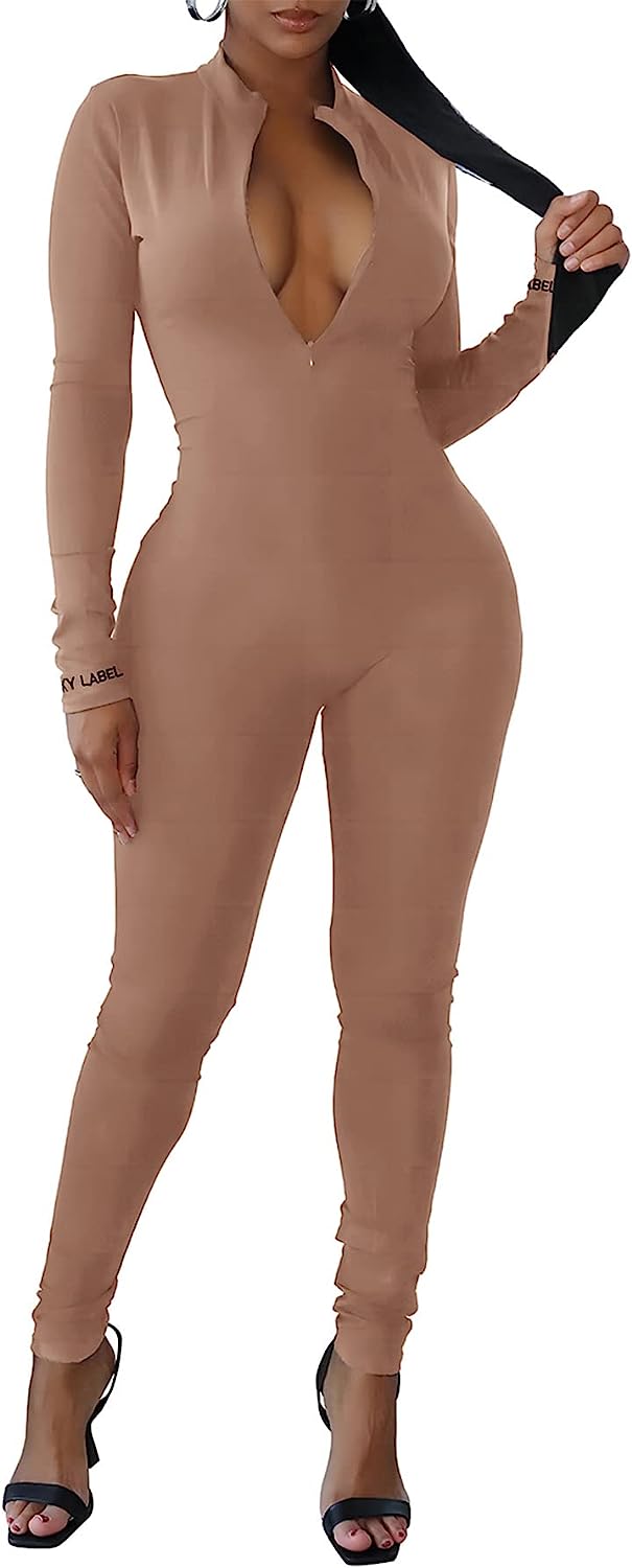 Women's Sexy Bodycon Jumpsuit Zipper One Piece Romper CD481