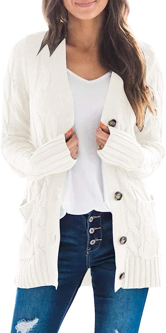 Women's Long Sleeve Cable Knit Sweater Cardigan CD456