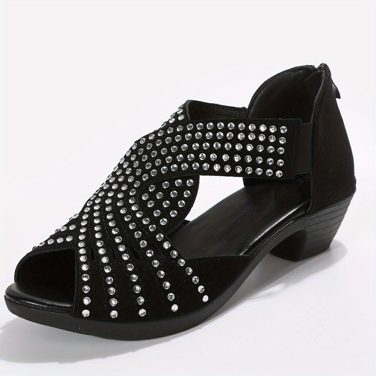 Rhinestone Decor Peep Toe Cross Strap Outdoor Sandals CD432