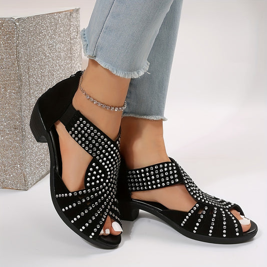 Rhinestone Decor Peep Toe Cross Strap Outdoor Sandals CD432