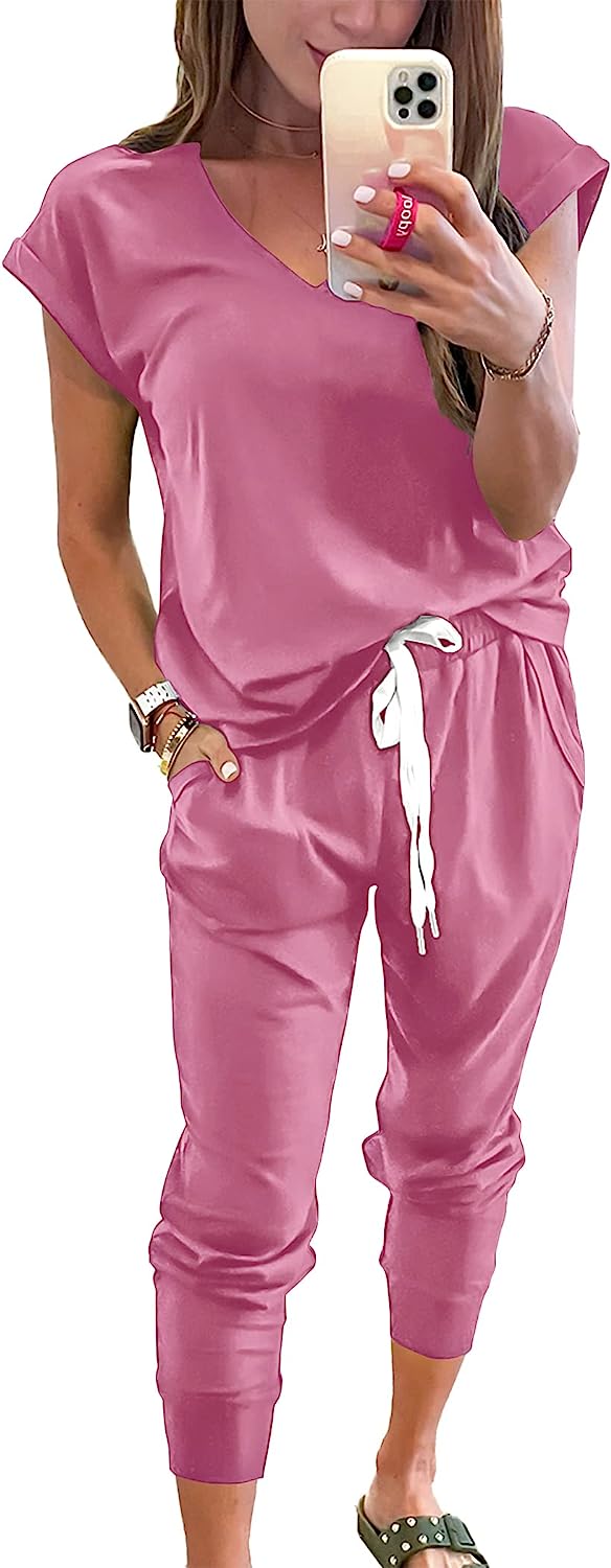Women's Two Piece Drawstring Outfits Jogger Sets CD474