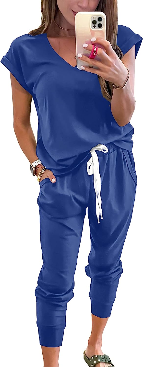 Women's Two Piece Drawstring Outfits Jogger Sets CD474