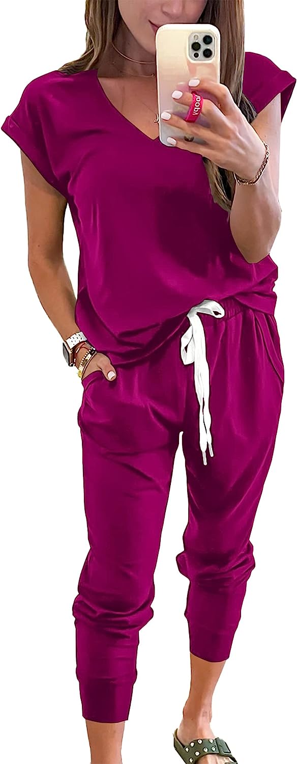 Women's Two Piece Drawstring Outfits Jogger Sets CD474