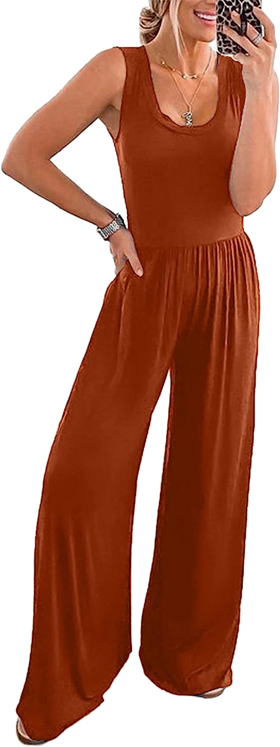 Women’s Sleeveless High Waist  Long Pants Jumpsuits CD477