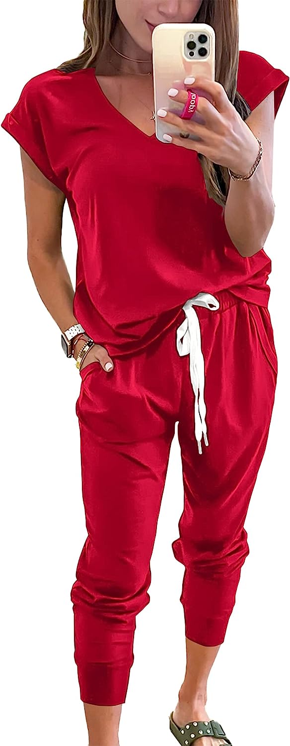 Women's Two Piece Drawstring Outfits Jogger Sets CD474