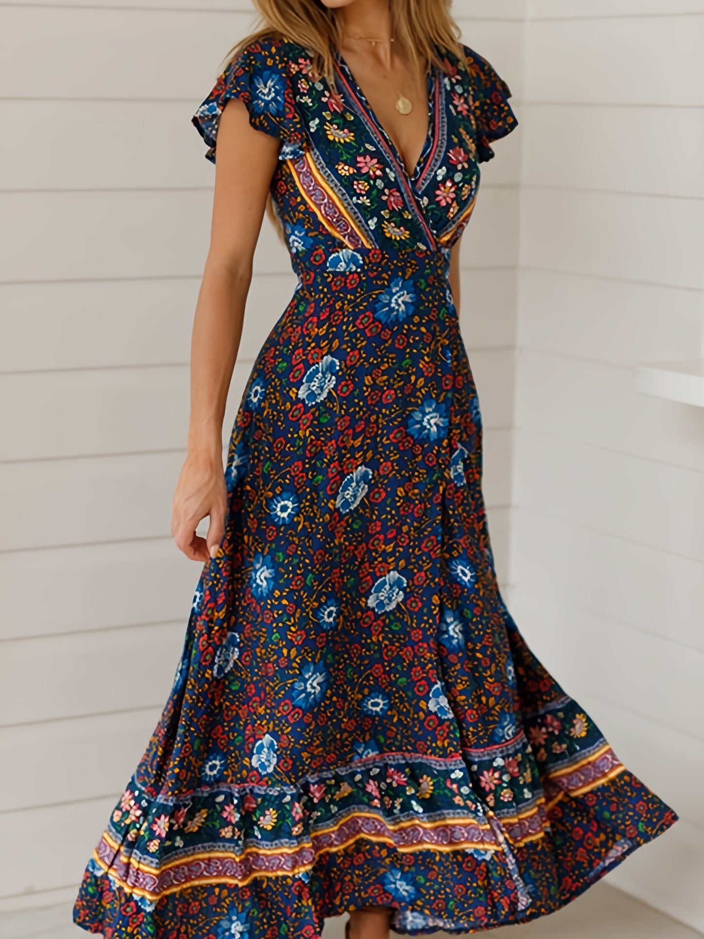 Floral Print Bohemian Maxi Dress Summer CD191