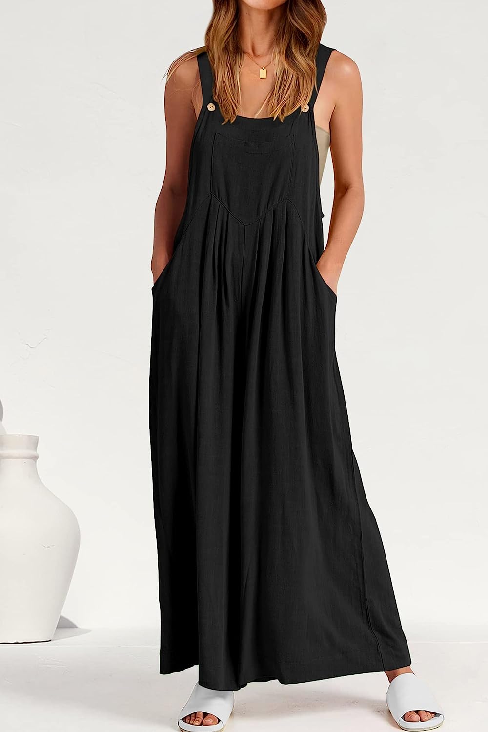 Women's Sleeveless Strap Loose Wide Leg Jumpsuits CD479