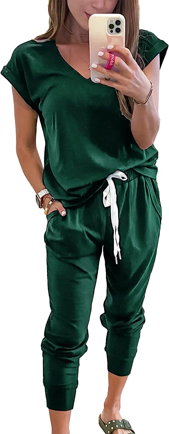 Women's Two Piece Drawstring Outfits Jogger Sets CD474