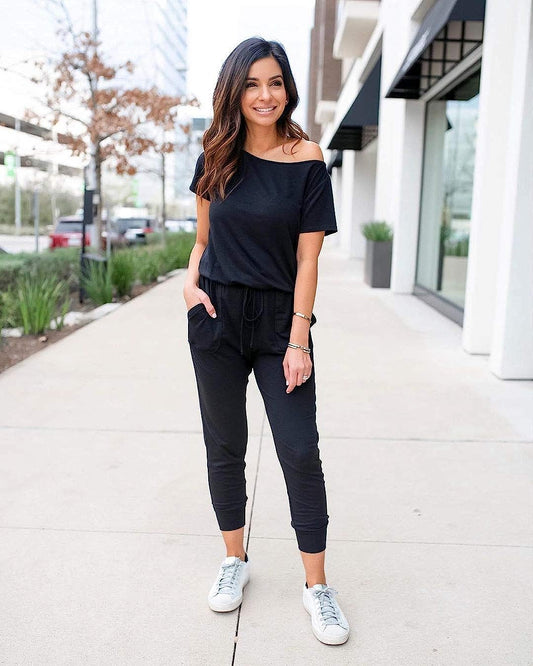 Women's Loose Off Shoulder Elastic Stretchy Jumpsuit CD465