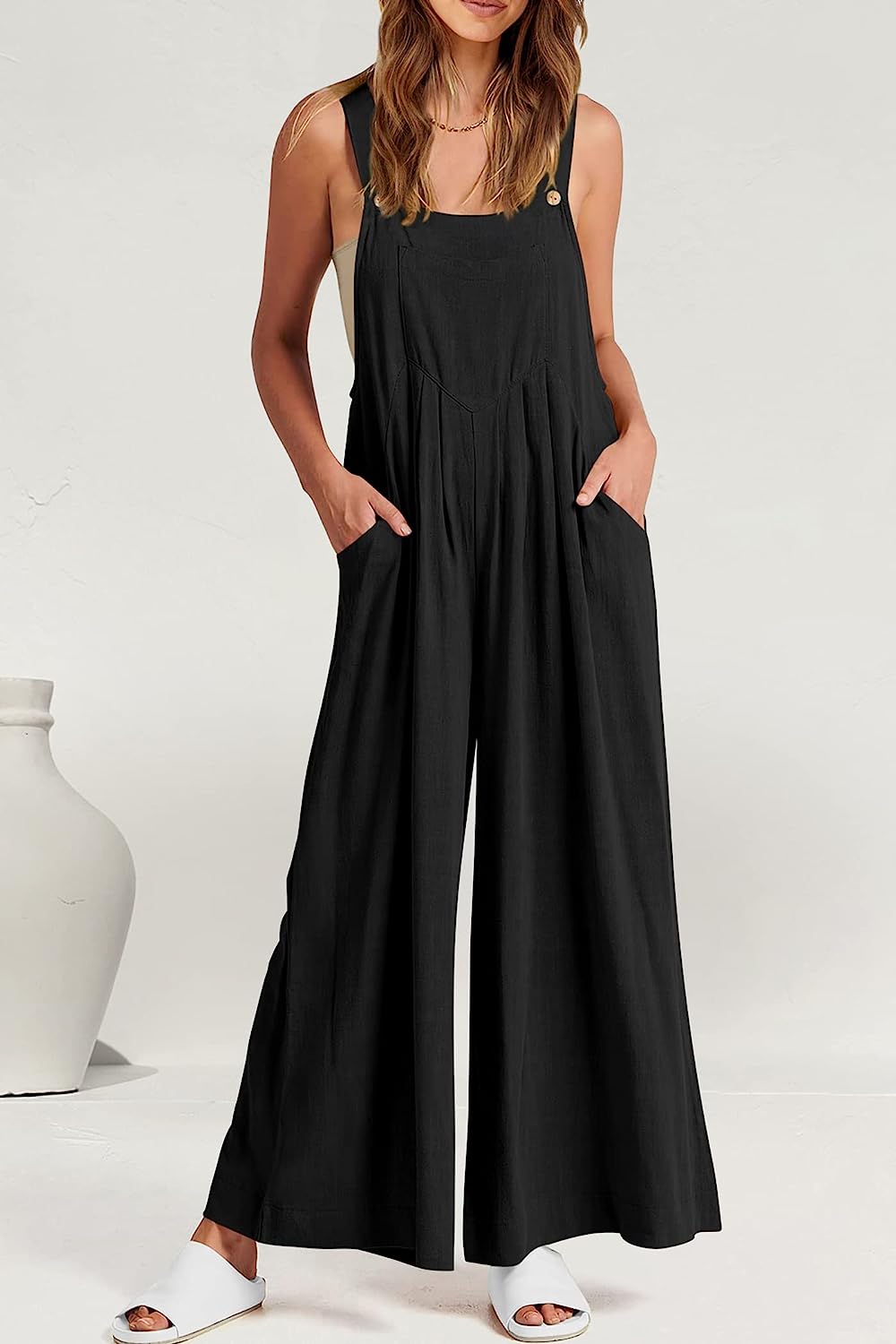 Women's Sleeveless Strap Loose Wide Leg Jumpsuits CD479