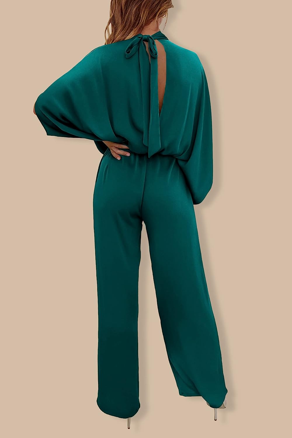 Women's Mock Neck Wide Leg Pants One Piece Jumpsuit CD470