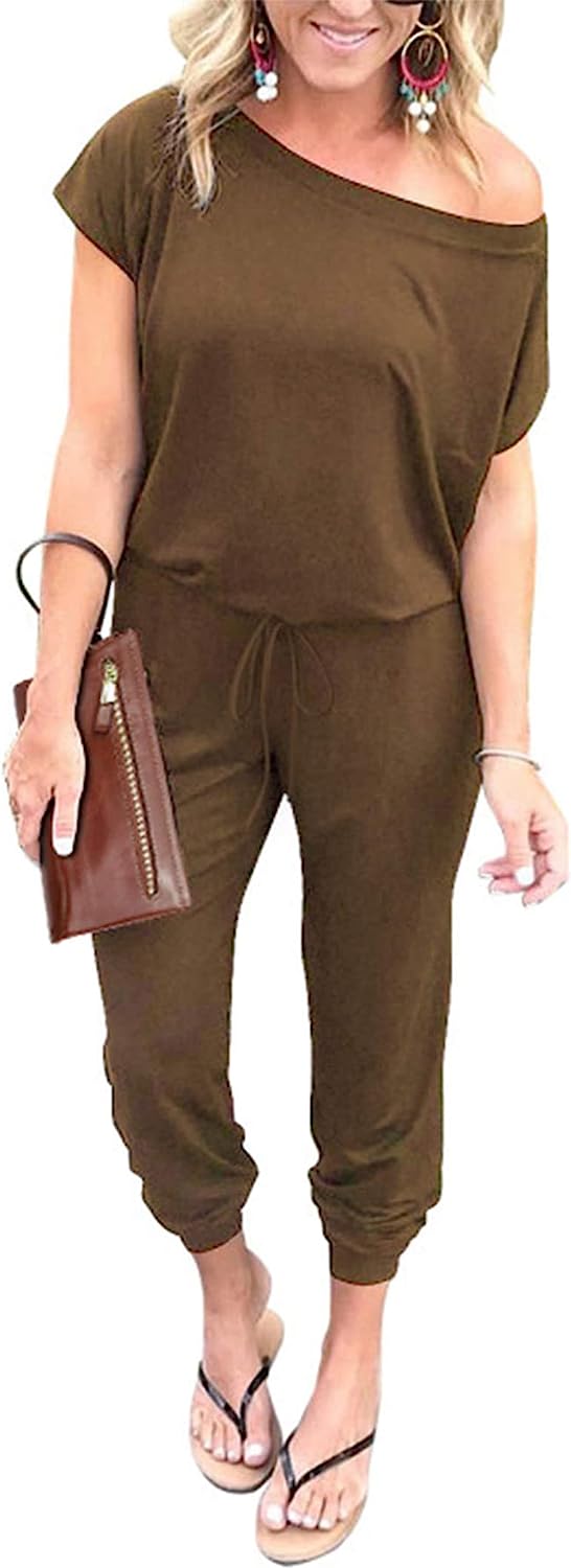Women's Loose Off Shoulder Elastic Stretchy Jumpsuit CD465