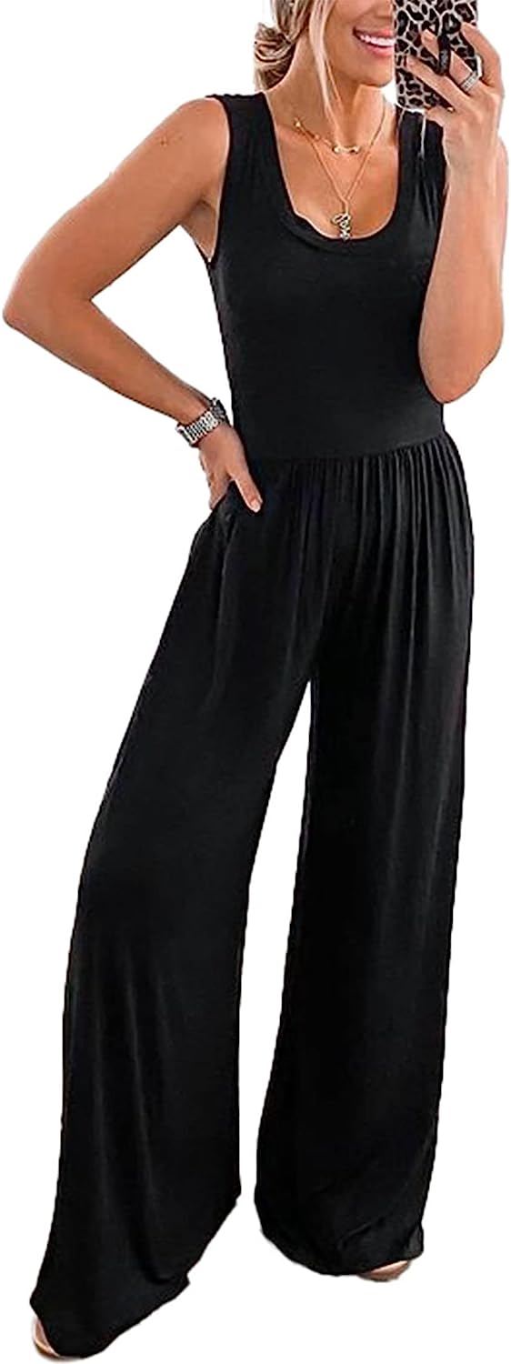 Women’s Sleeveless High Waist  Long Pants Jumpsuits CD477