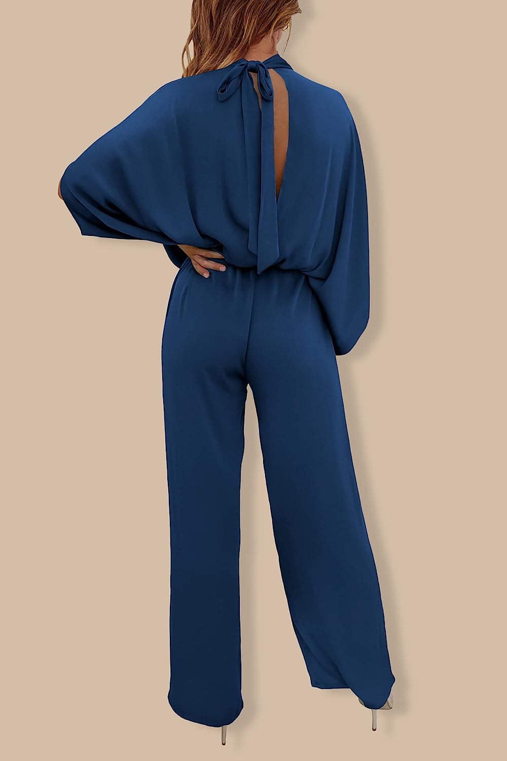Women's Mock Neck Wide Leg Pants One Piece Jumpsuit CD470