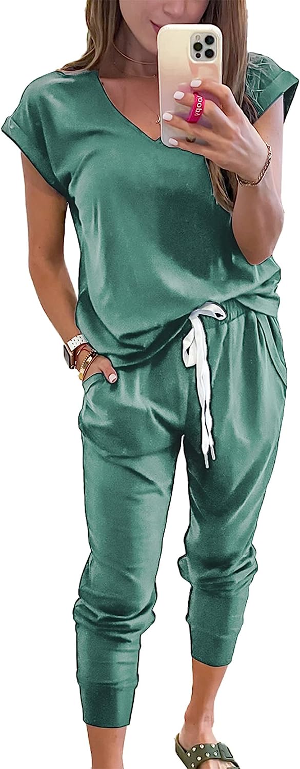 Women's Two Piece Drawstring Outfits Jogger Sets CD474