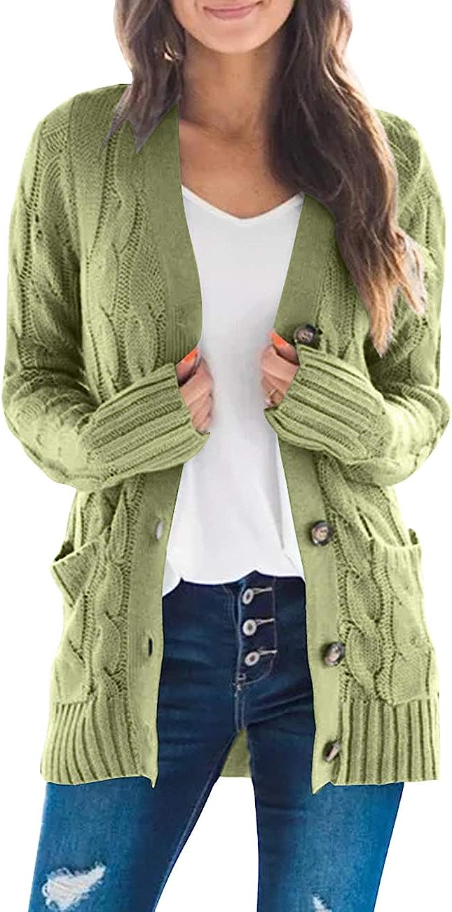 Women's Long Sleeve Cable Knit Sweater Cardigan CD456