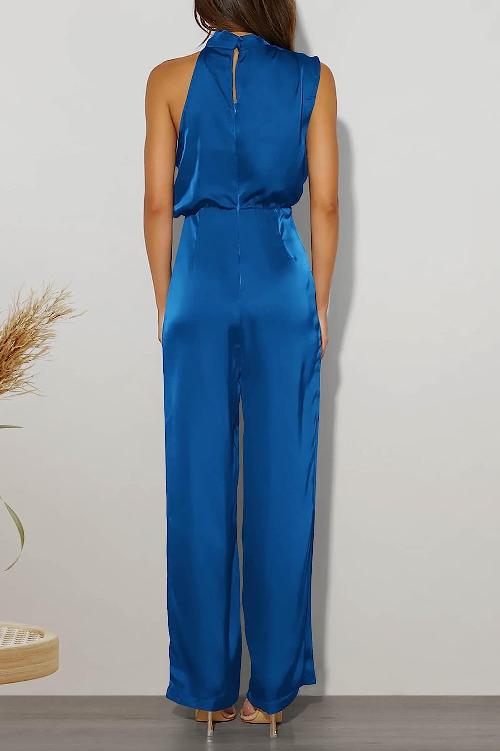 Women's One Piece Mock Neck Wide Leg Jumpsuit CD471