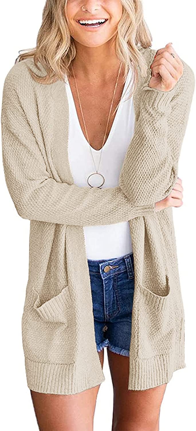 Women's Long Sleeve Waffle Knit Cardigan Cozy Sweater CD454
