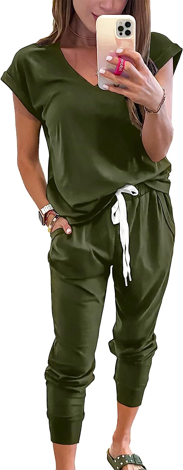 Women's Two Piece Drawstring Outfits Jogger Sets CD474