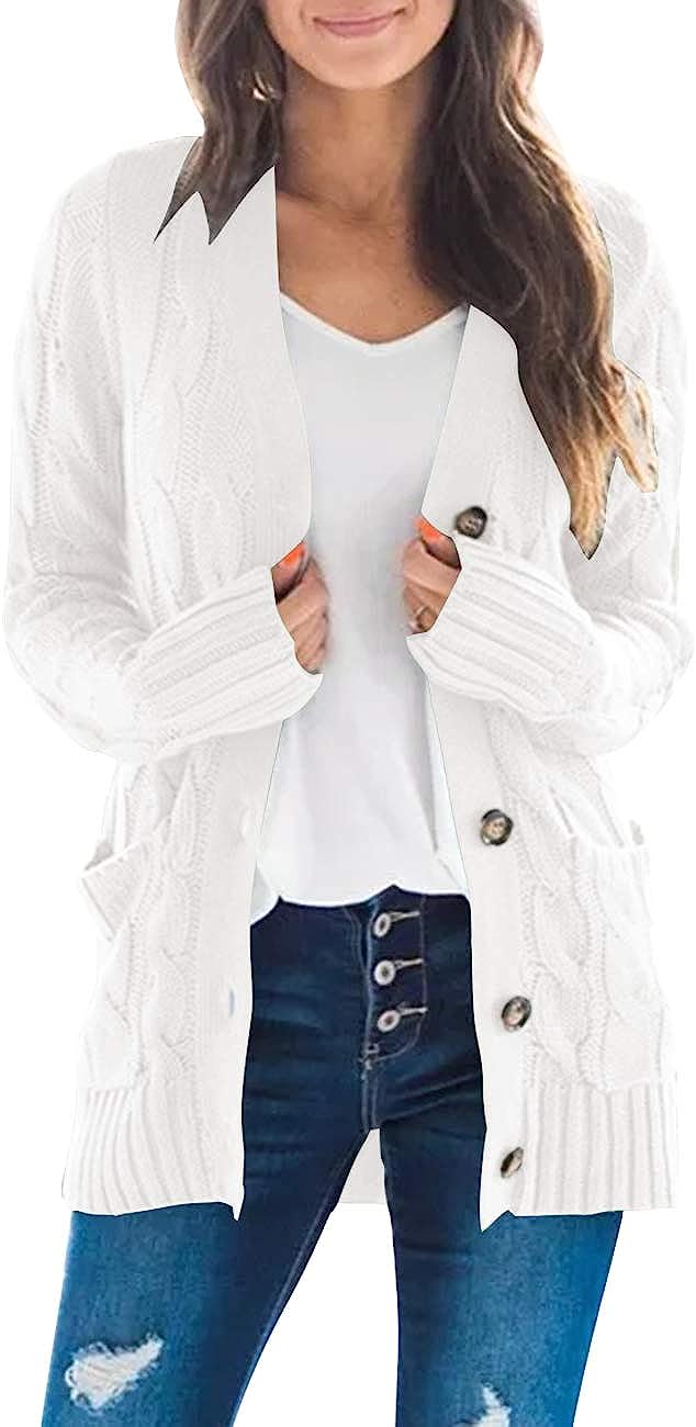Women's Long Sleeve Cable Knit Sweater Cardigan CD456