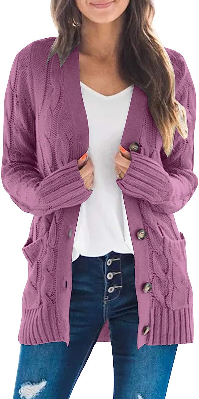 Women's Long Sleeve Cable Knit Sweater Cardigan CD456