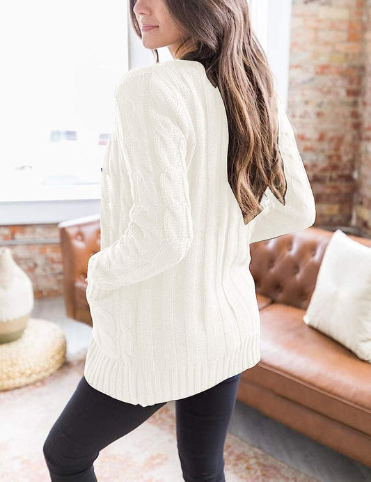 Women's Long Sleeve Cable Knit Sweater Cardigan CD456