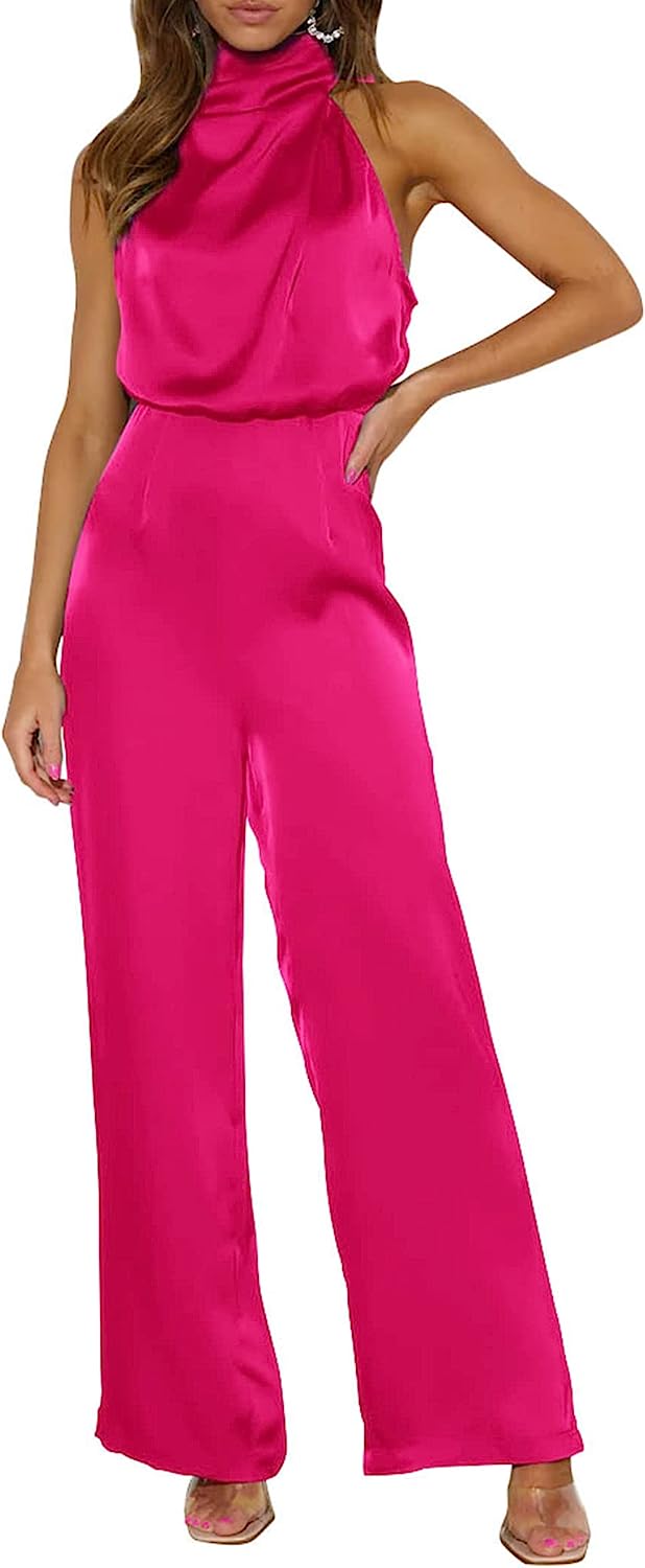 Women's One Piece Mock Neck Wide Leg Jumpsuit CD471