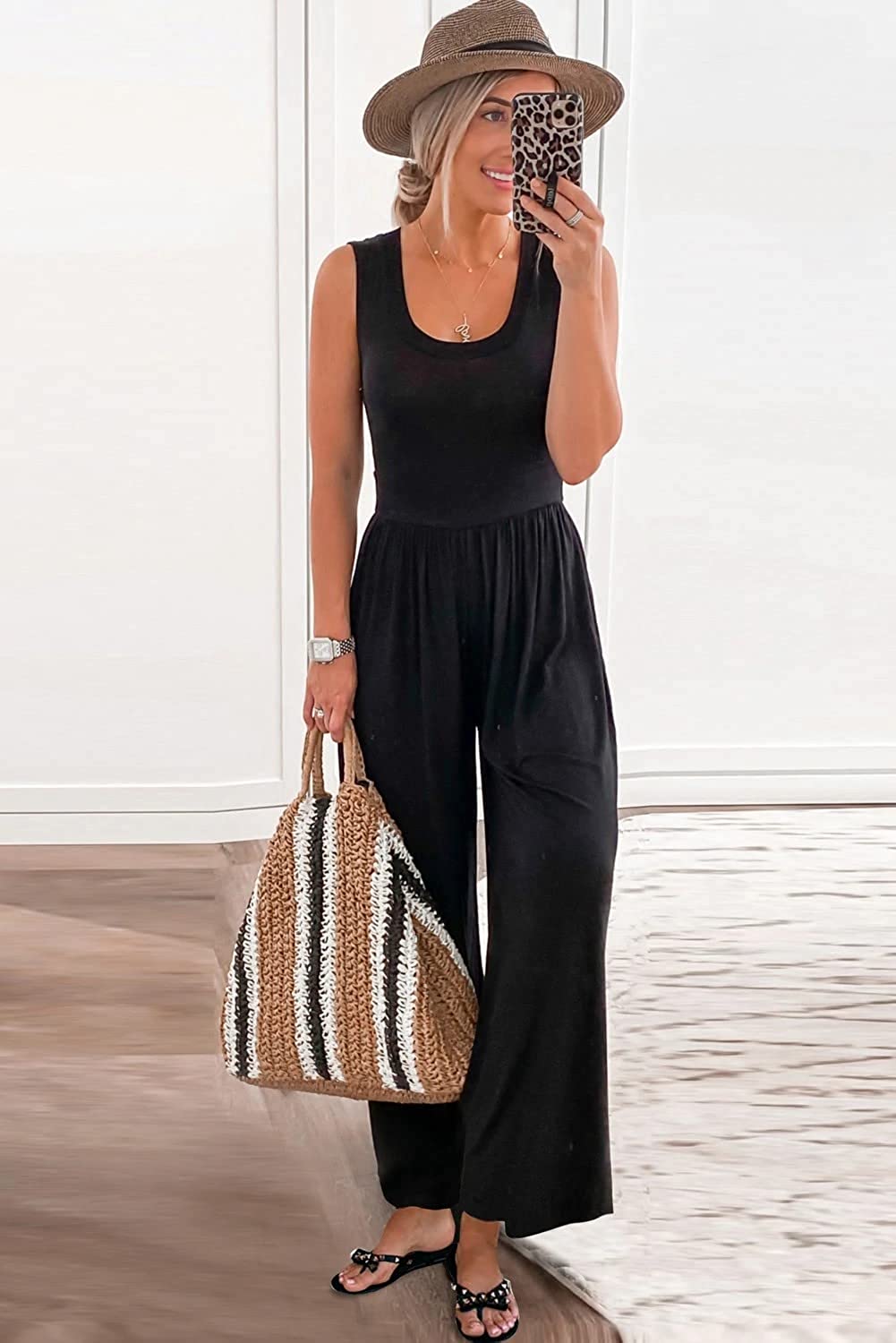 Women’s Sleeveless High Waist  Long Pants Jumpsuits CD477