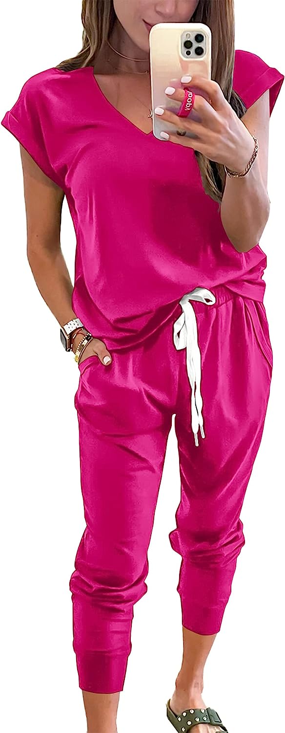Women's Two Piece Drawstring Outfits Jogger Sets CD474