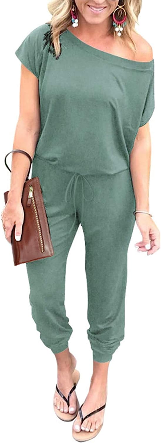 Women's Loose Off Shoulder Elastic Stretchy Jumpsuit CD465
