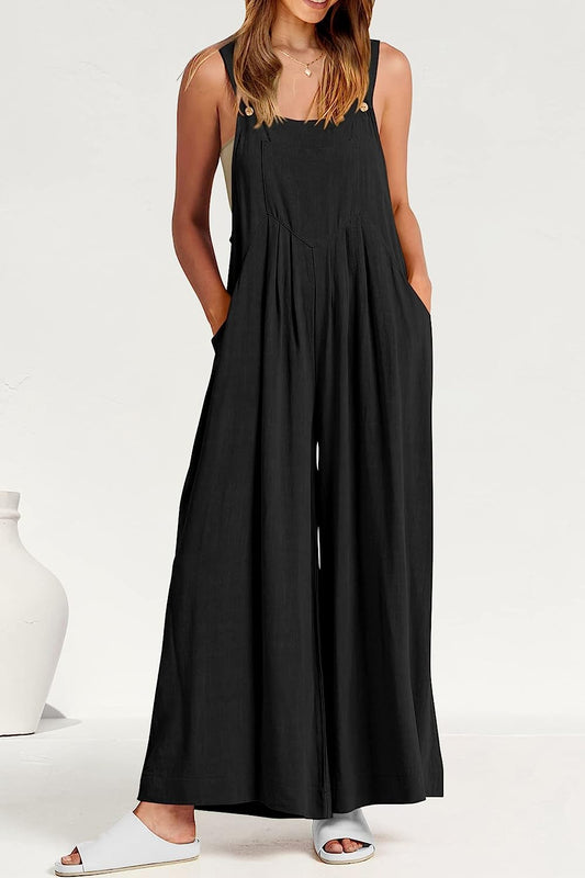 Women's Sleeveless Strap Loose Wide Leg Jumpsuits CD469