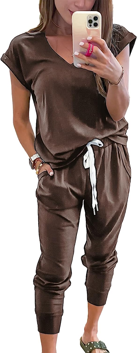 Women's Two Piece Drawstring Outfits Jogger Sets CD474