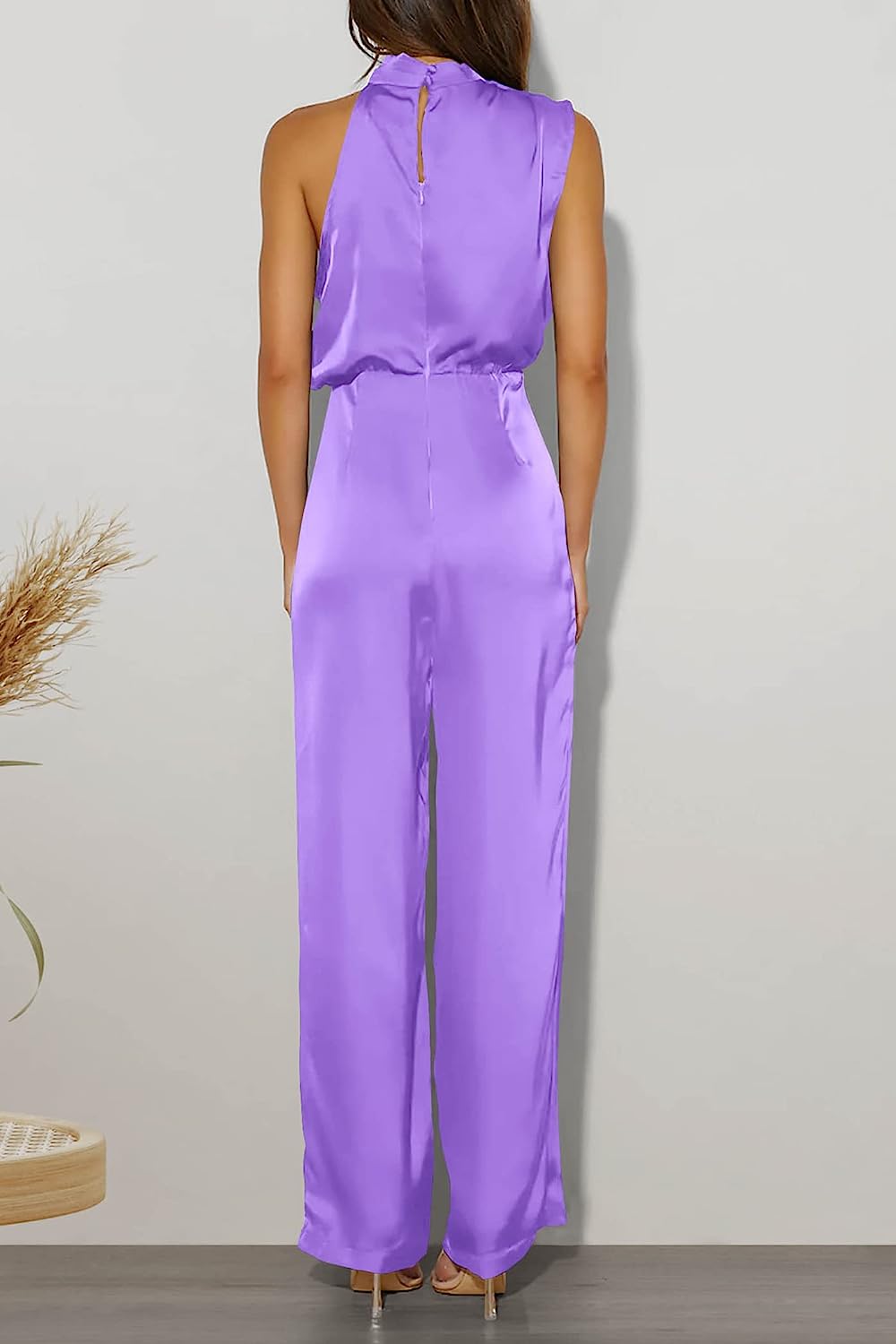 Women's One Piece Mock Neck Wide Leg Jumpsuit CD471
