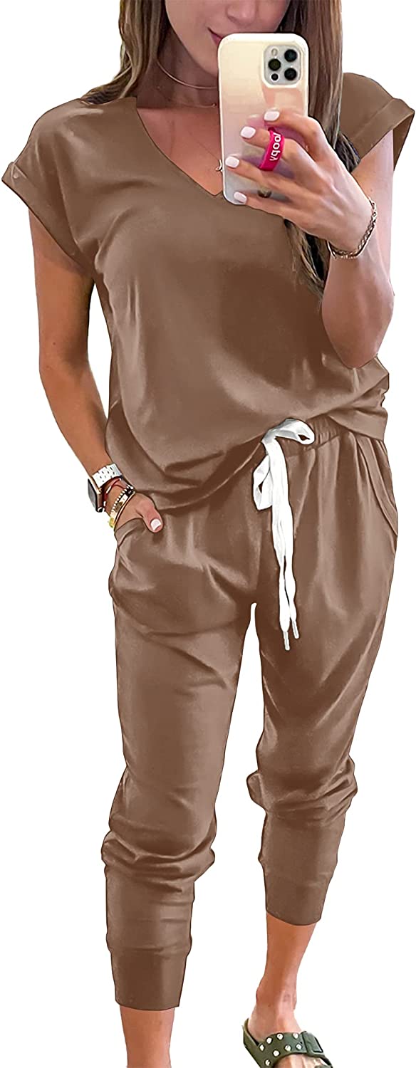Women's Two Piece Drawstring Outfits Jogger Sets CD474