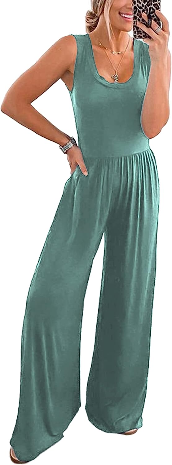 Women’s Sleeveless High Waist  Long Pants Jumpsuits CD477