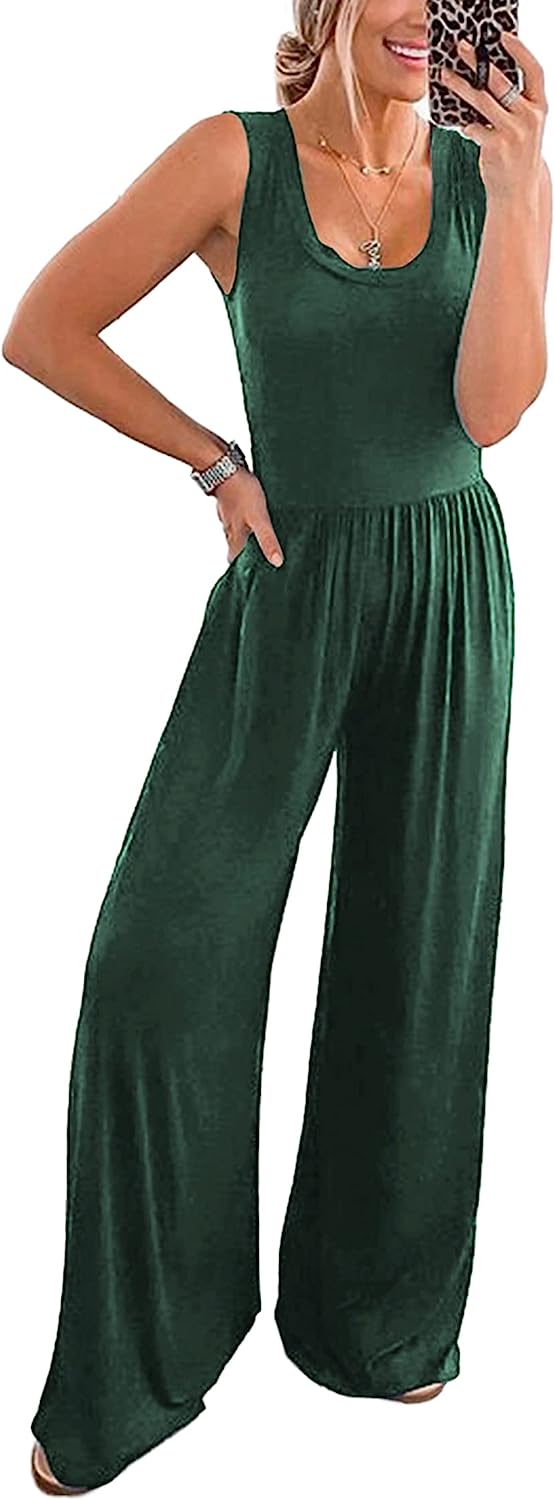 Women’s Sleeveless High Waist  Long Pants Jumpsuits CD477