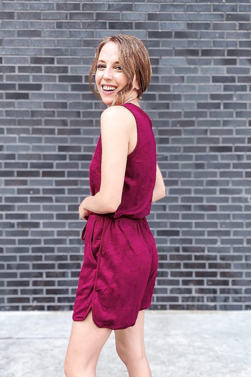 Women's Plain Scoop Neck Sleeveless Rompers Jumpsuit CD491