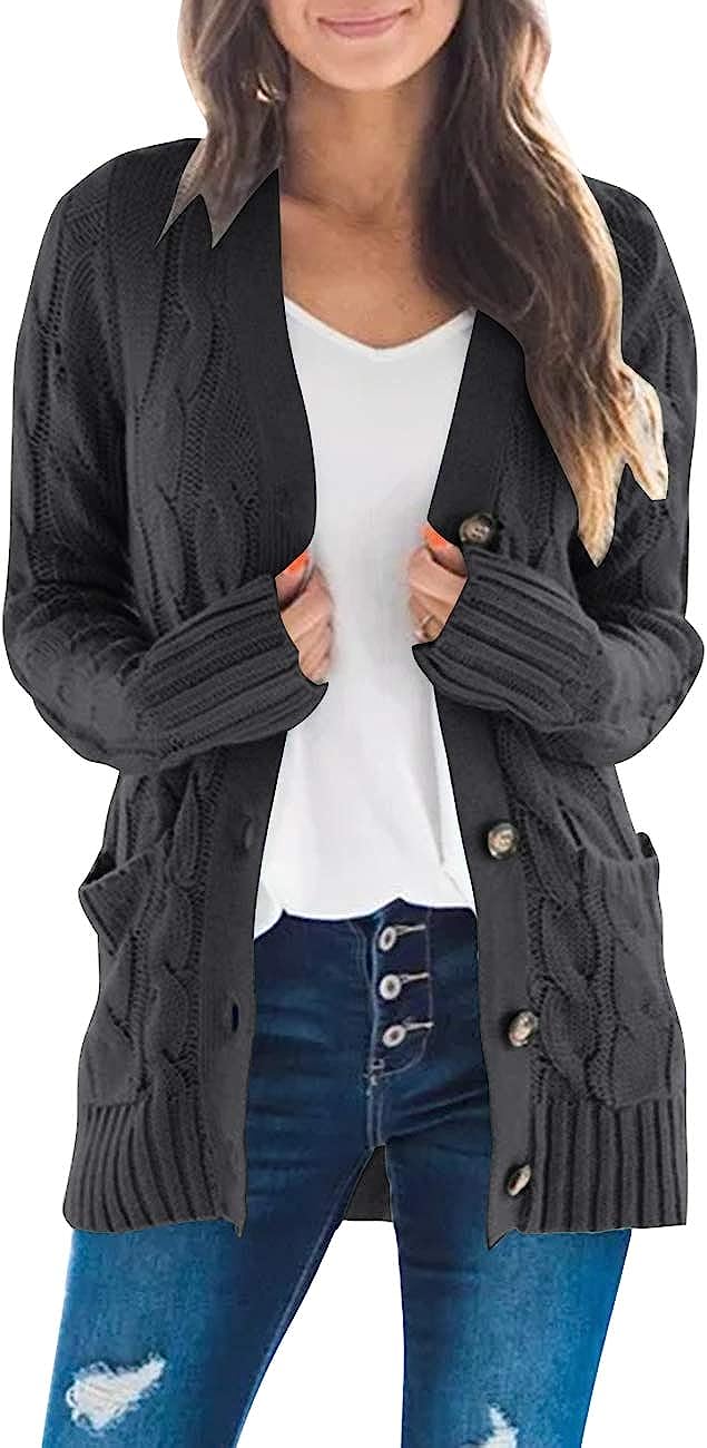 Women's Long Sleeve Cable Knit Sweater Cardigan CD456